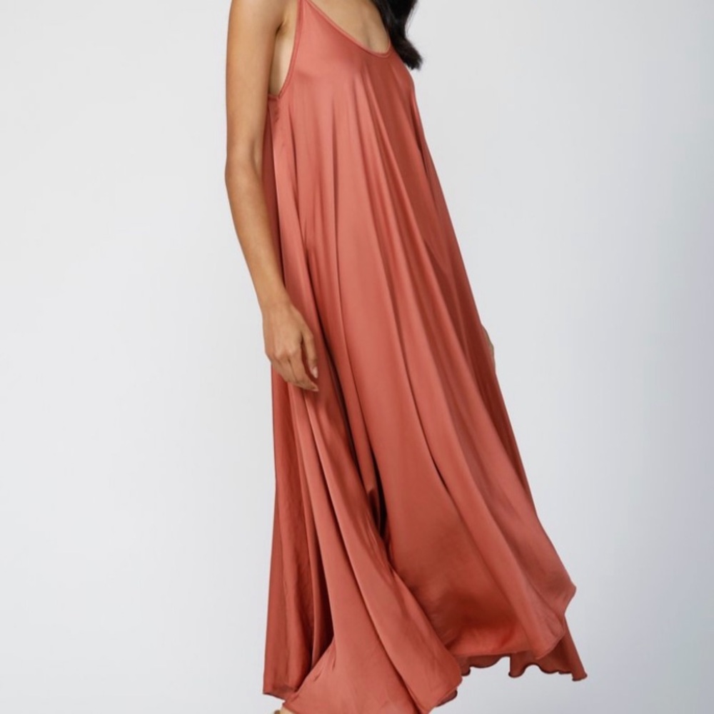 Rust/Burnt Orange Silk Maxi Dress